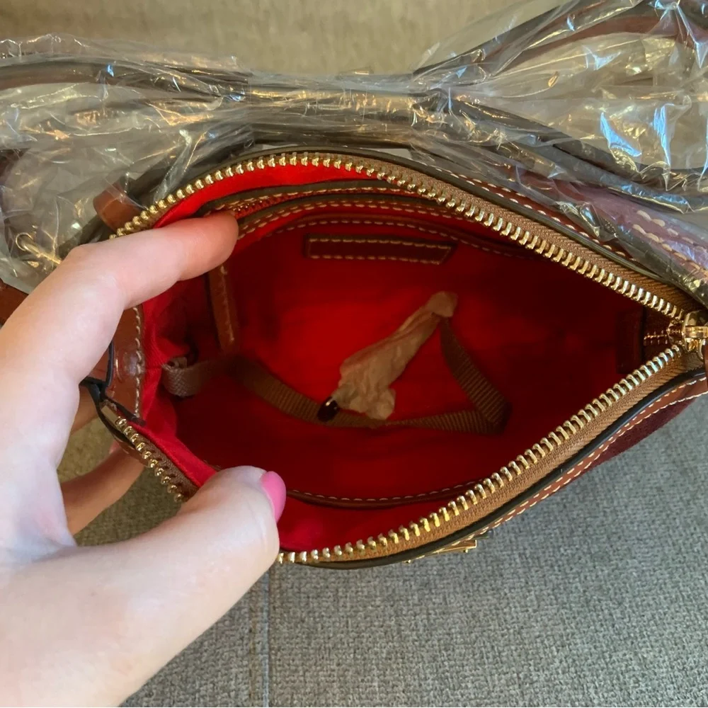 BNWOT- Dooney & Bourke Suede Domed Crossbody- Wine - Picture 3 of 7